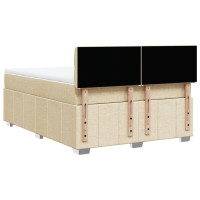 Produktbild för Ramsäng med madrass gräddvit 140x190 cm tyg