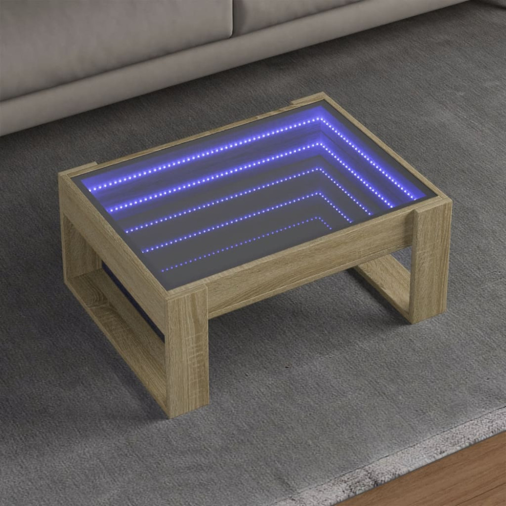 Produktbild för Soffbord med Infinity LEDs sonoma-ek 70x53x30 cm