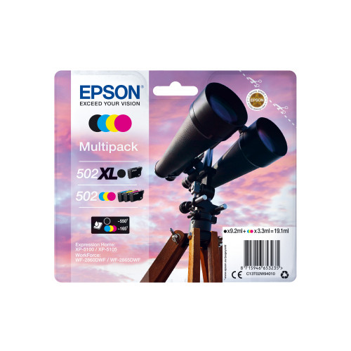 EPSON Epson 502/502XL Multipack - 4-pack - svart, gul, cyan, magenta - original - bläckpatron