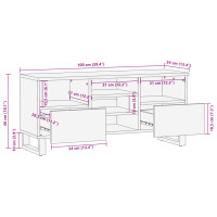 Produktbild för Tv-bänk brun 100x34x46 cm massivt mangoträ