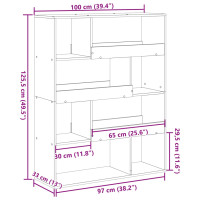 Produktbild för Bokhylla grå sonoma 100x33x125,5 cm konstruerat trä