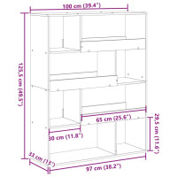 Produktbild för Bokhylla åldrat trä 100x33x125,5 cm konstruerat trä