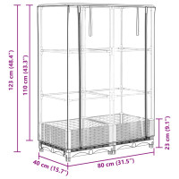 Produktbild för Odlingslåda med växthusöverdrag rottinglook 80x40x123 cm