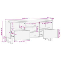 Produktbild för Tv-bänk 100x34x46 cm massivt akaciaträ