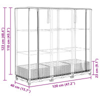 Produktbild för Odlingslåda med växthusöverdrag rottinglook 120x40x123 cm