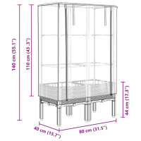 Produktbild för Odlingslåda med växthusöverdrag rottinglook 80x40x140 cm