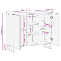 Produktbild för Skänk 90x34x75 cm massivt grovt mangoträ