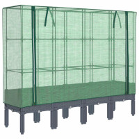 Produktbild för Odlingslåda med växthusöverdrag rottinglook 160x40x140 cm