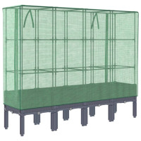 Produktbild för Odlingslåda med växthusöverdrag rottinglook 160x40x140 cm