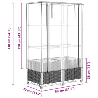 Produktbild för Odlingslåda med växthusöverdrag rottinglook 80x40x138 cm