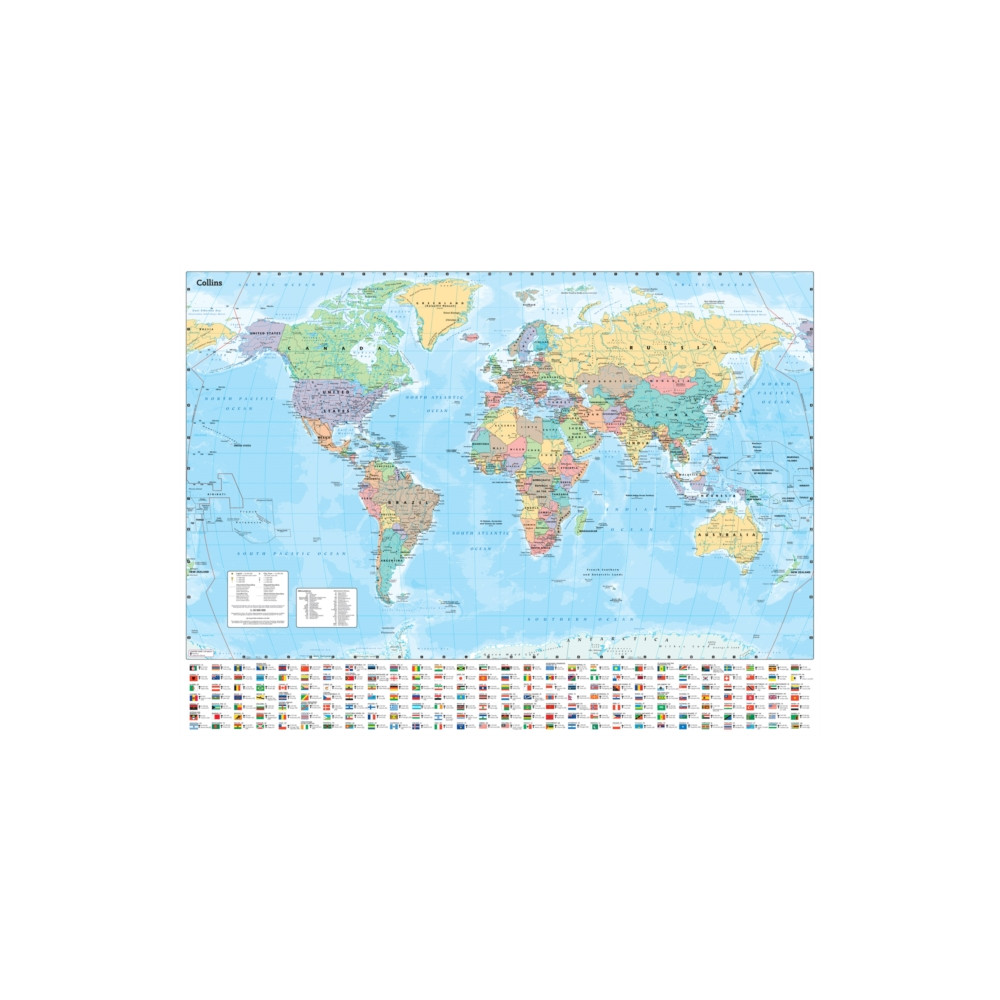 Produktbild för Collins Large World Wall Paper Map (70 x 91.5 cm)