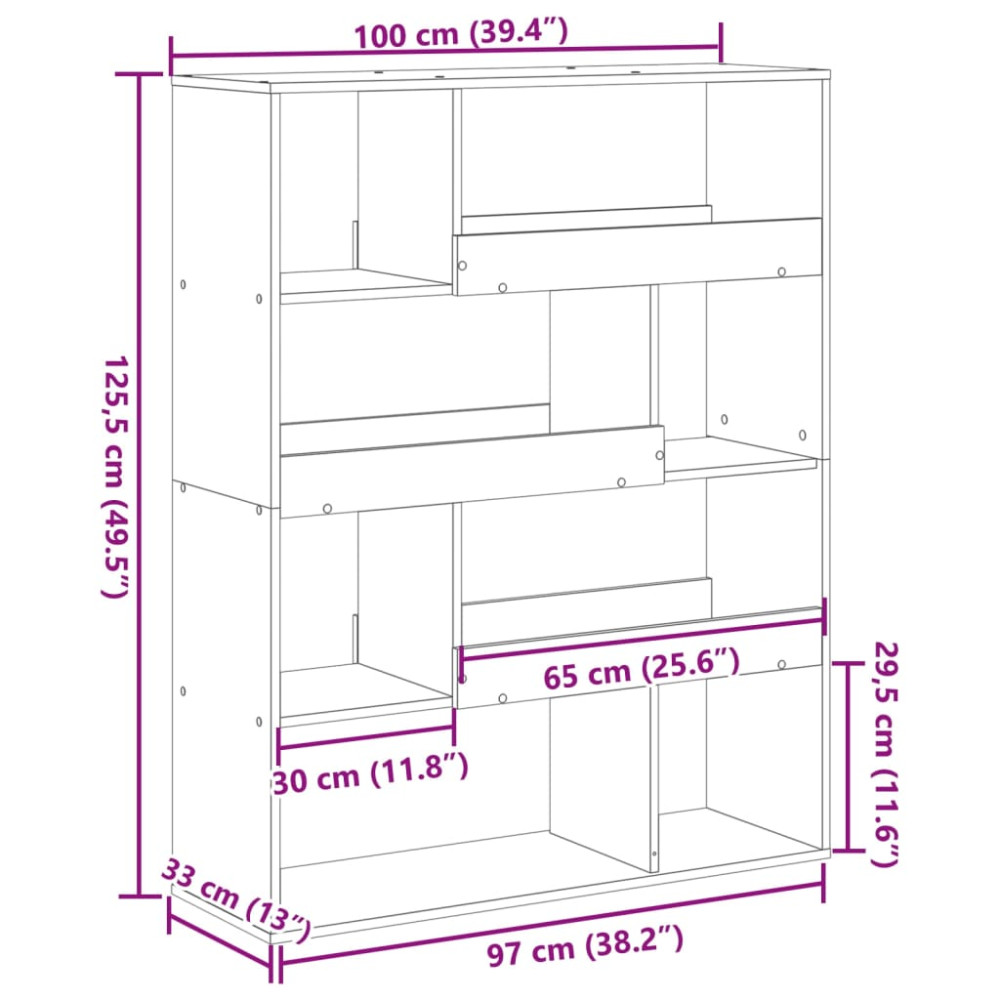 Produktbild för Bokhylla vit 100x33x125,5 cm konstruerat trä