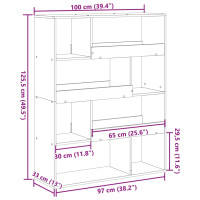 Produktbild för Rumsavdelare grå sonoma-ek 100x33x125,5 cm konstruerat trä