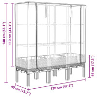 Produktbild för Odlingslåda med växthusöverdrag rottinglook 120x40x140 cm