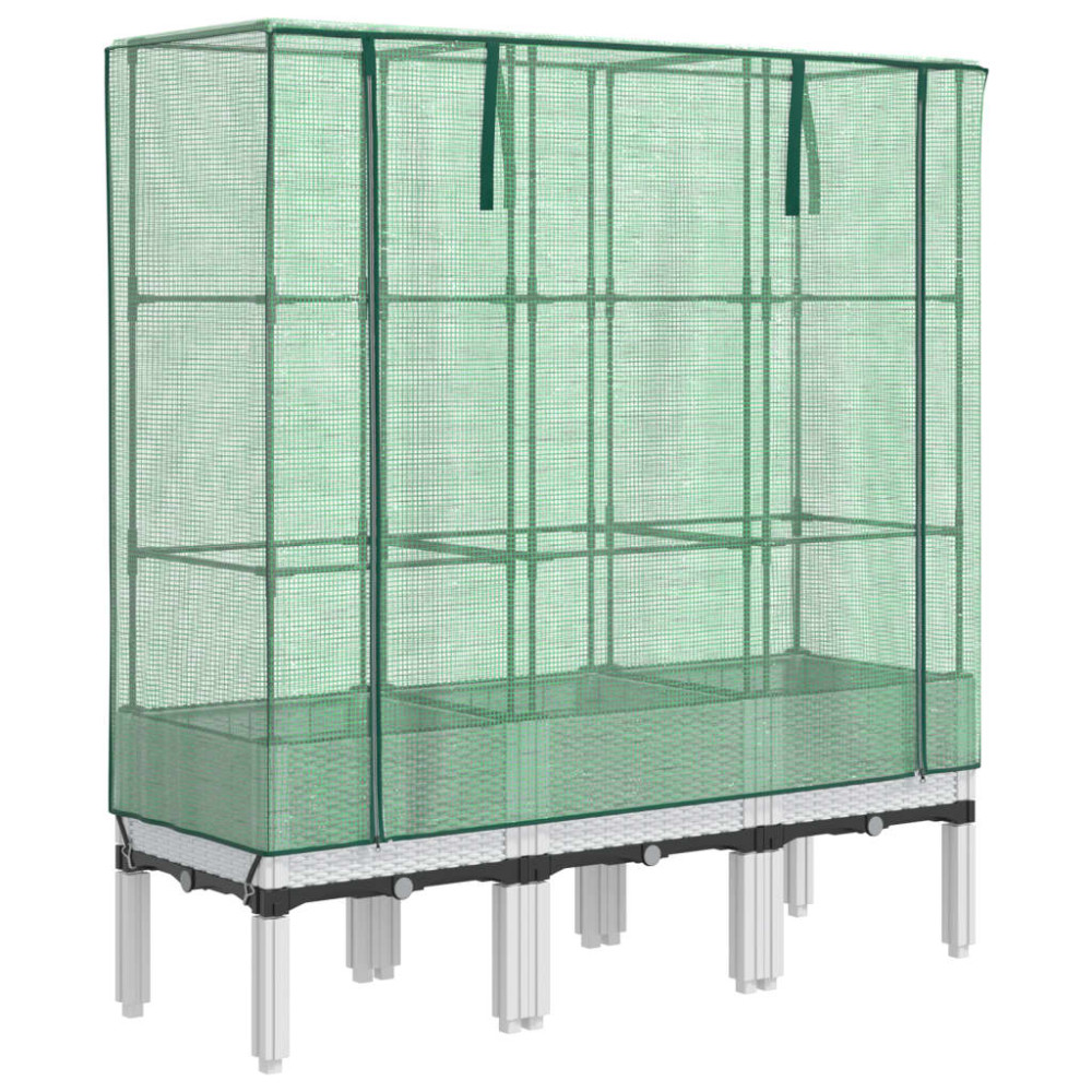 Produktbild för Odlingslåda med växthusöverdrag rottinglook 120x40x140 cm