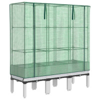 Produktbild för Odlingslåda med växthusöverdrag rottinglook 120x40x140 cm