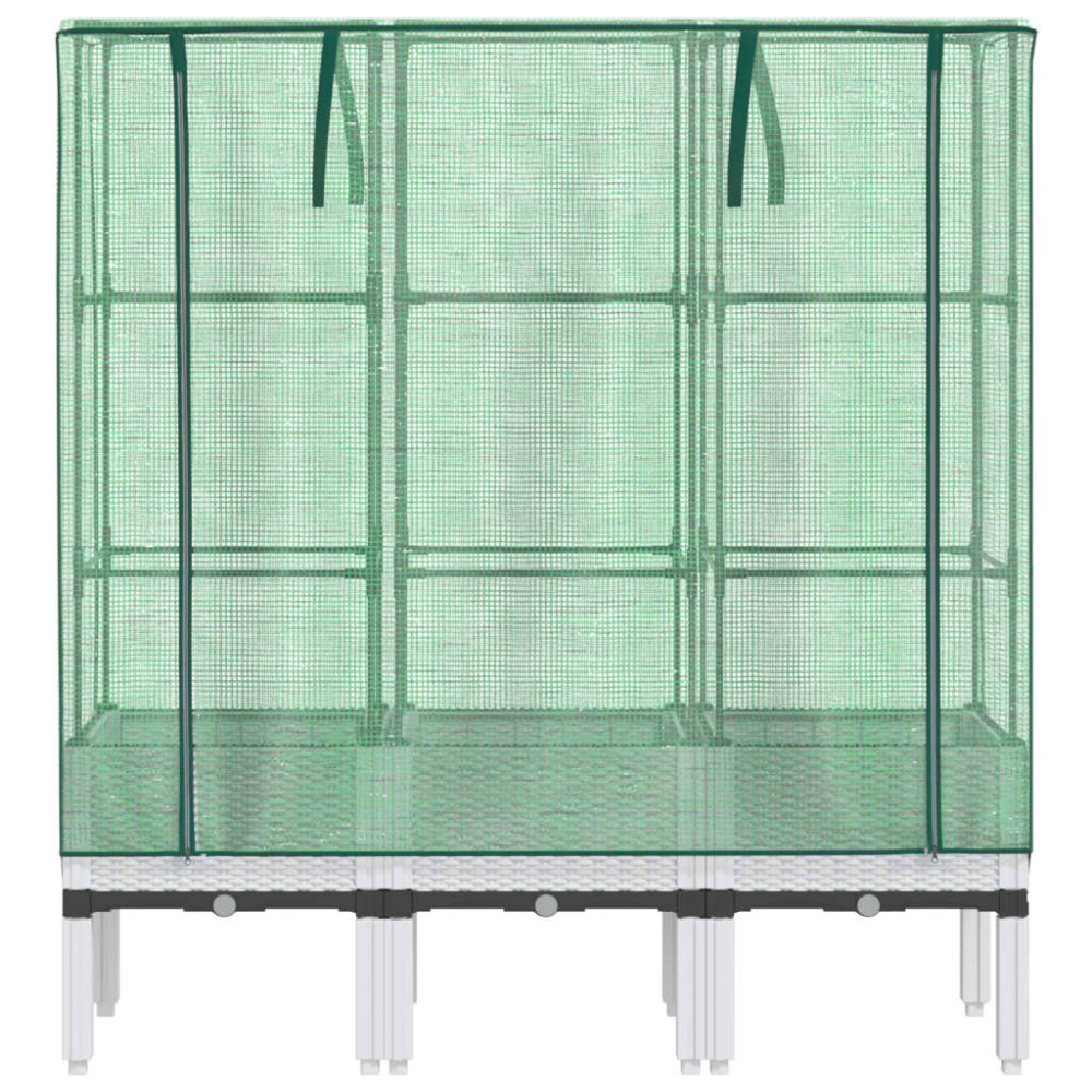 Produktbild för Odlingslåda med växthusöverdrag rottinglook 120x40x140 cm