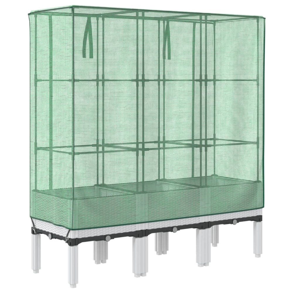 Produktbild för Odlingslåda med växthusöverdrag rottinglook 120x40x140 cm