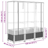 Produktbild för Odlingslåda med växthusöverdrag rottinglook 120x40x138 cm