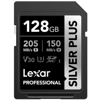 Produktbild för Lexar SDXC Professional SILVER Plus 1066x UHS-I/U3/A2/4K R205/W150 (V30) 128GB