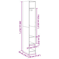 Produktbild för Garderob betonggrå 30x50x200 cm konstruerat trä