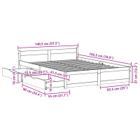 Produktbild för Sängram utan madrass vit 135x190 cm massiv furu