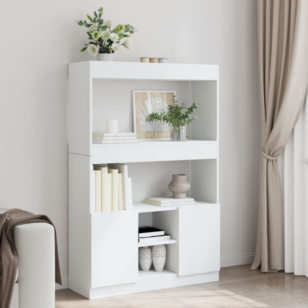 Produktbild för Högskåp vit 92x33x140 cm konstruerat trä