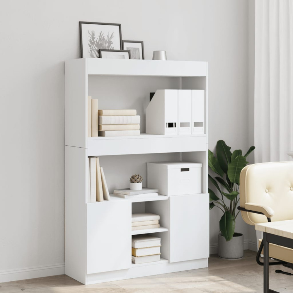 Produktbild för Högskåp vit 92x33x140 cm konstruerat trä