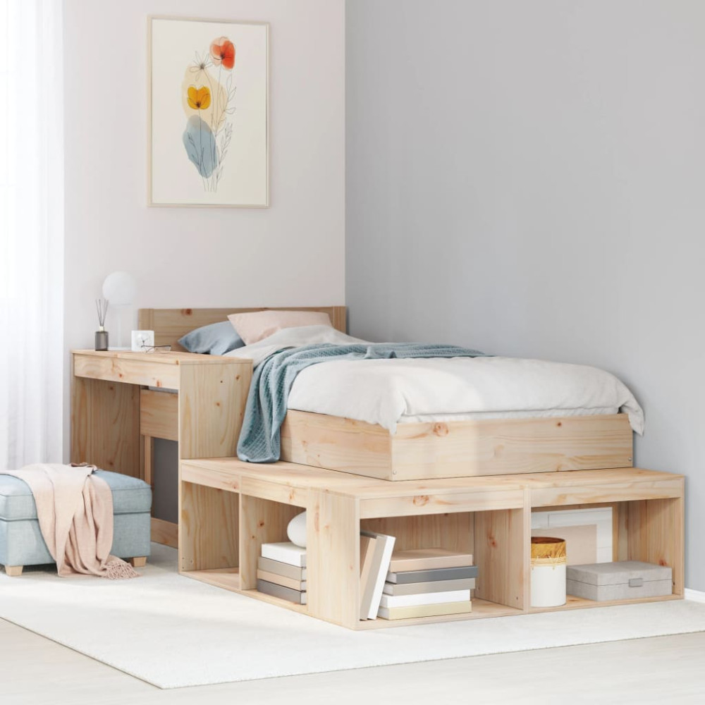 Produktbild för Sängbord med skrivbord 232x122x75 cm massivt trä furu