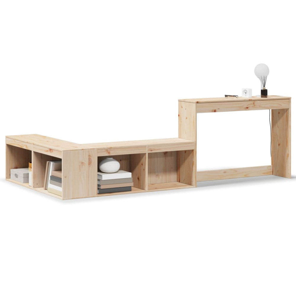 Produktbild för Sängbord med skrivbord 232x122x75 cm massivt trä furu