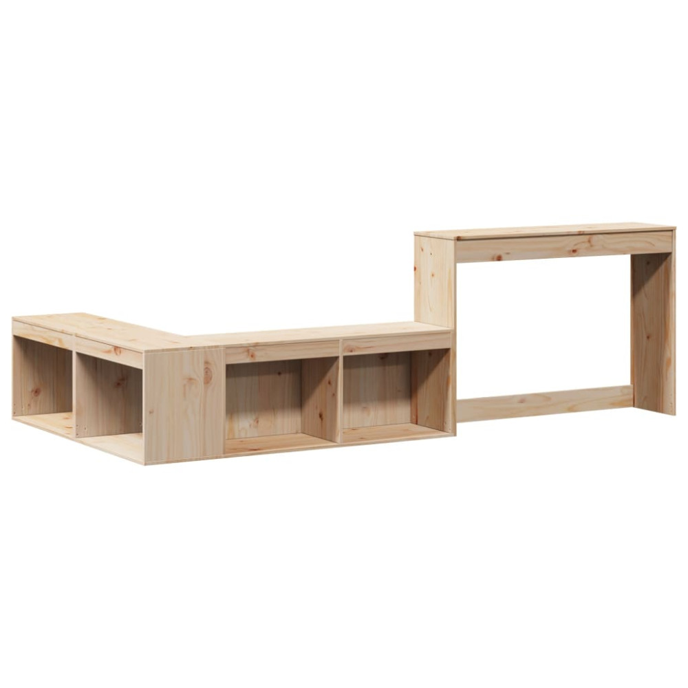 Produktbild för Sängbord med skrivbord 232x122x75 cm massivt trä furu