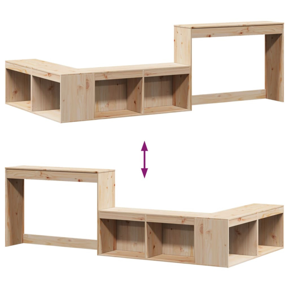Produktbild för Sängbord med skrivbord 232x122x75 cm massivt trä furu