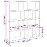 Produktbild för Bokhylla ek 132x29x141,5 cm konstruerat trä