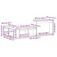 Produktbild för Sängskåp med skrivbord 222x107x75 cm massiv furu