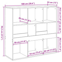 Produktbild för Rumsavdelare betonggrå 100x33x94,5 cm konstruerat trä