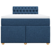 Produktbild för Ramsäng med madrass blå 120x190 cm tyg