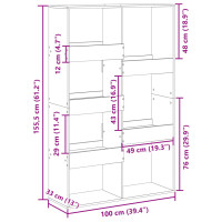 Produktbild för Rumsavdelare rökfärgad ek 100x33x155,5 cm konstruerat trä