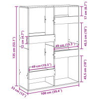 Produktbild för Rumsavdelare betonggrå 100x33x135 cm konstruerat trä