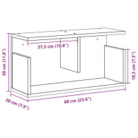 Produktbild för Väggskåp 60x20x30 cm grå sonoma-ek konstruerat trä