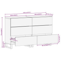 Produktbild för Skänk 2 st 60x34x75 cm massivt mangoträ