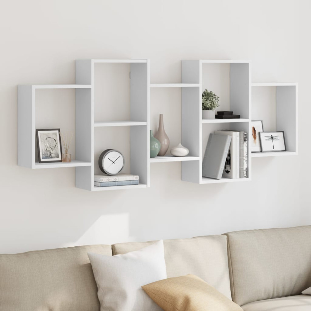 Produktbild för Vägghylla vit 159x18x65 cm konstruerat trä