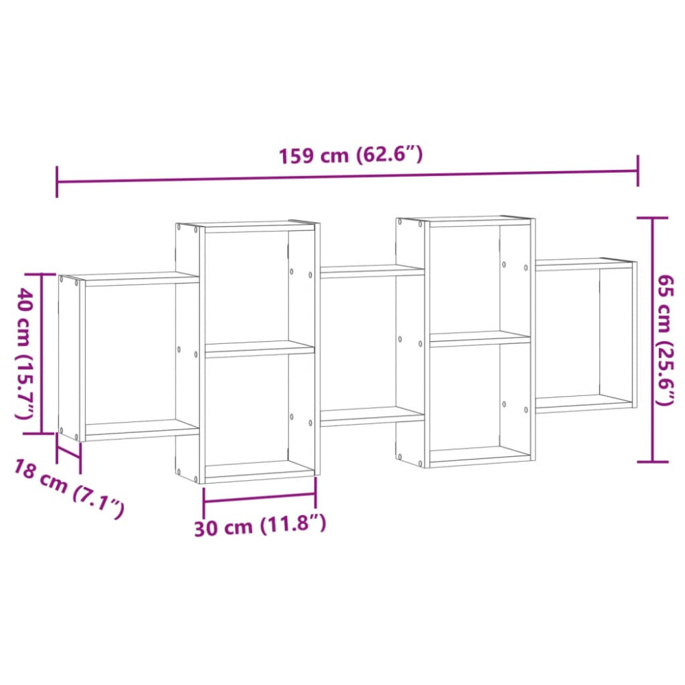 Produktbild för Vägghylla vit 159x18x65 cm konstruerat trä