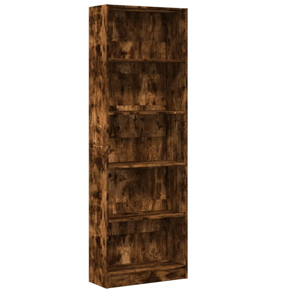 Produktbild för Bokhylla rökfärgad ek 60x24x176 cm konstruerat trä