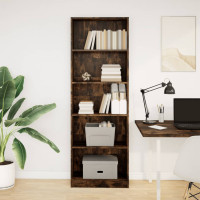Produktbild för Bokhylla rökfärgad ek 60x24x176 cm konstruerat trä