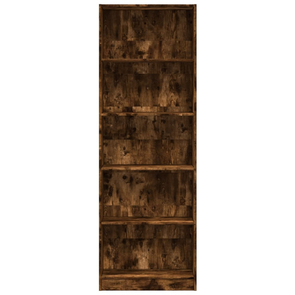 Produktbild för Bokhylla rökfärgad ek 60x24x176 cm konstruerat trä