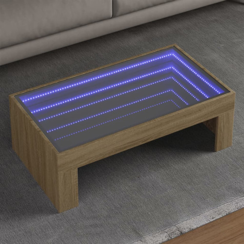 vidaXL Soffbord med Infinity LEDs sonoma-ek 90x50x30 cm