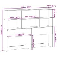 Produktbild för Huvudgavel med förvaring vit 140 cm massiv furu