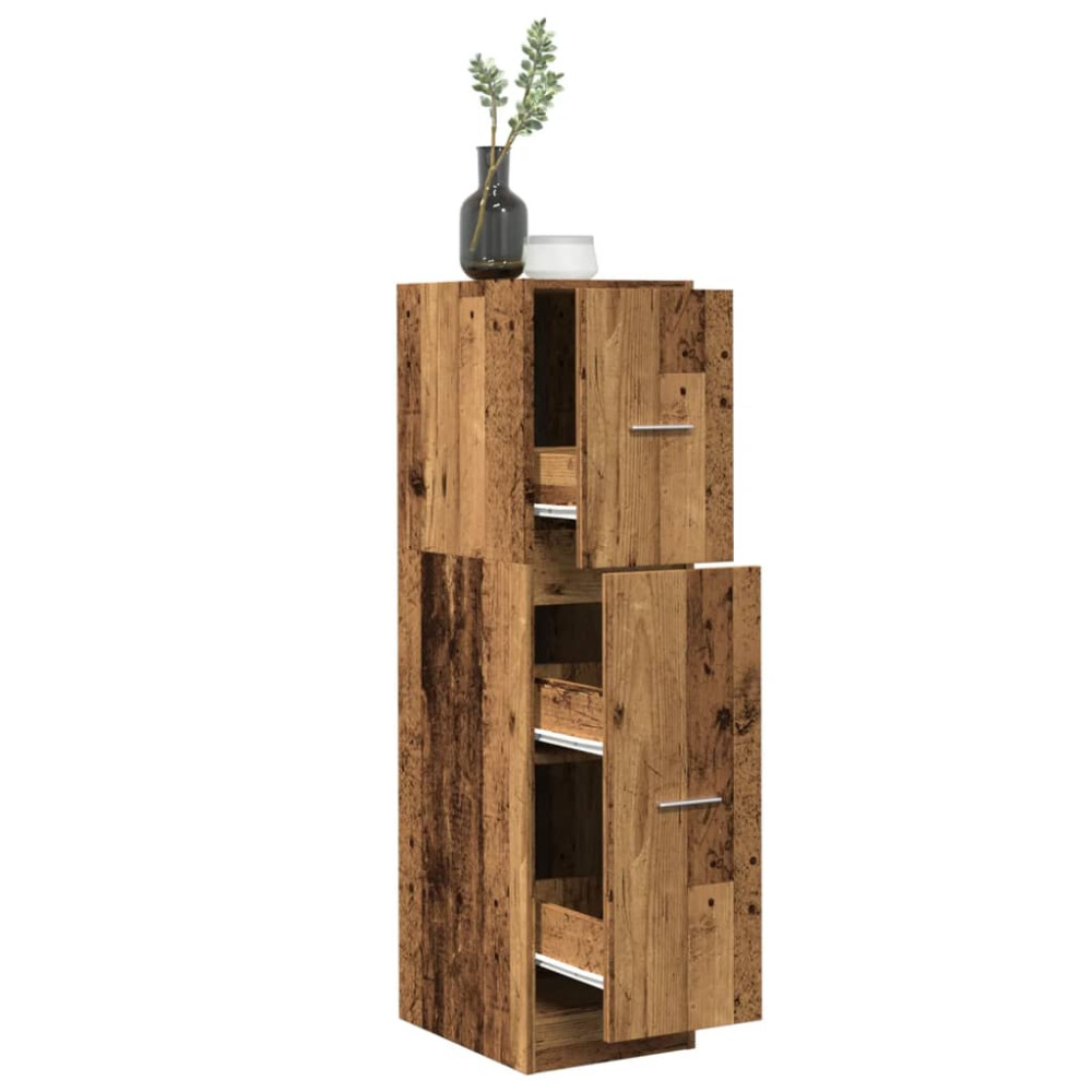 Produktbild för Apoteksskåp åldrat trä 30x41x118 cm konstruerat trä