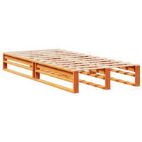 Produktbild för Säng med bokhylla utan madrass vaxbrun 75x190 cm massiv trä