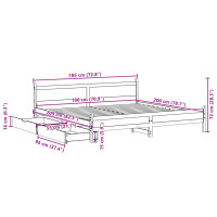 Produktbild för Sängram utan madrass vit 180x200 cm massiv furu